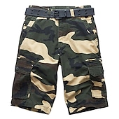 billiga Klassisk-Herr Cargo-shorts Camo Shorts Vandringsshorts Ficka Kamuflasje Komfort Andningsfunktion Utomhus Dagligen Utekväll Mode Ledigt ArmyGreen Rubinrött