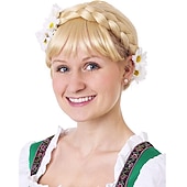 abordables Pelucas de fiesta-Oktoberfest cerveza cosplay pelucas disfraces divertidos cerveza alemana niña peluca estándar