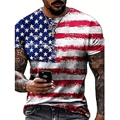  4 de Julho de 2026 250º Dia da Memória Camiseta Masculina Patriótica Vintage Designer Gráfico Patriota Estampada em 3D da Bandeira Nacional Veterano Decote Careca de Mangas Curtas