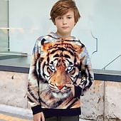 billiga Pojkens 3D-djur-sonic barn pojkar hoodie grafisk skola 3d-utskrift långärmad ficka dagligen 3-12 år vinter ljusblå