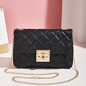 olcso Kézitáskák és bevásárlótáskák-Női Kézitáska Crossbody táska Válltáska Mobiltelefon táska PU bőr Iroda Napi Csat Állítható Nagy kapacitás Vízálló Tömör szín Fekete Fehér Bézs