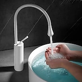 お買い得  浴室・洗面台用水栓金具-バスルームのシンクの蛇口 - 回転可 / クラシック / センターセットタイプ 電気メッキ / 塗装仕上げ デッキマウント シングルハンドルつの穴Bath Taps