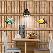 baratos decoração de parede de metal-1pc peixe metal arte da parede metal colorido peixe tropical decoração 3d escultura ao ar livre decoração tema oceano decoração do banheiro piscina decoração jardim cerca decoração da parede decoração