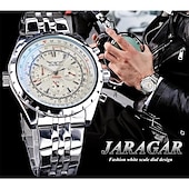 cheap Mechanical Watches-JARAGAR Mechanical Watch for Men Aviator Series Military True Men Sport Automatic Watch Luxury Stainless Steel Mechanical Male Clock Hour Luminous Wristwatch Blue Glass