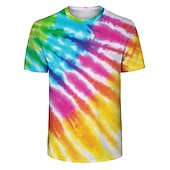 billige Retro grafikk-Disk Tie Dye T-skjorte Animé 3D Graphic Til Par Herre Dame Voksne Karneval Maskerade 3D-utskrift Fritid / hverdag