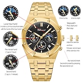olcso Quartz órák-CHENXI Luxus Quartz Óra Férfiaknak Királyi Rozsdamentes Acél Vízálló Kronográf Sport Üzleti Hétköznapi Férfi Quartz Karóra Lumineszcens Órák Apák Napjára
