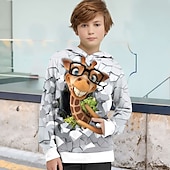 billiga Pojkens 3D-djur-sonic barn pojkar hoodie grafisk skola 3d-utskrift långärmad ficka dagligen 3-12 år vinter ljusblå