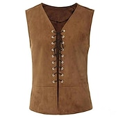 economico Cime-Retrò Vintage Punk &amp; Gotico Medievale Costume Cosplay Gilet Gilet in camoscio Vampiro Pirata Cavaliere Coulisse Costume Per uomo Per donna Unisex Celtico Costumi da pirata Fantasia Halloween