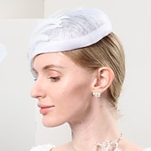 billige Fascinatorer-hatter hodeplagg imitert perlefjær bowler / cloche hatt tallerken lue pilleboks lue kveldsfest cocktail elegant bryllup med fjærperler hodeplagg hodeplagg