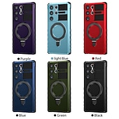 cheap Samsung Cases-Phone Case For Samsung Galaxy S24 S23 S22 S21 S20 Ultra Plus FE Note 20 Ultra S25 Ultra Back Cover Magnetic Adsorption With Magsafe with Stand Holder Support Wireless Charging TPU PC