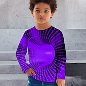 billiga Pojkens 3D Vision &amp; Geometri-Pojkar 3D Grafisk 3D Print T-shirt Långärmad 3D-tryck Sommar Vår Höst Sport Mode Streetwear Barn 3-12 år Utomhus Ledigt Dagligen Normal