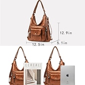 ieftine Genți Totes-geantă hobo din piele artificială maro în stil vintage de damă - geantă de umăr cu mai multe buzunare pentru uz zilnic