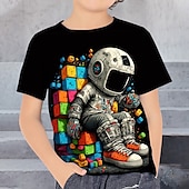 cheap Boy&#039;s 3D Vision &amp; Geometry-Boys 3D Graphic Astronaut T shirt Tee Short Sleeve 3D Print Summer Spring Active Sports Fashion Kids 3-12 Years Outdoor Casual Daily Regular Fit