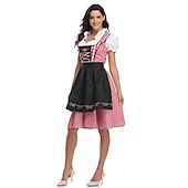  Oktoberfest Kleid Dirndl Trachtenkleider Dienstmädchen Deutsch München Wiesn Damen Stoff im traditionellen Stil Bluse Kleid Schürze Midi 60-70 cm