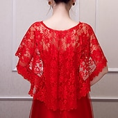 cheap Cape-Women&#039;s Wrap Cape Vintage Elegant Sleeveless Polyester Wedding Wraps With Lace For Wedding Summer