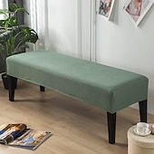 cheap Ottoman Cover-100% Dining Bench Cover Burgundy Removable Bench Slipcover Spandex High Stretch Bench Seat Furniture Protector Dining Chair Slipcovers for Living Room and Kitchen