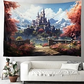 baratos tapeçaria de paisagem-castelo jardim tema pendurado tapeçaria arte da parede grande tapeçaria mural decoração fotografia pano de fundo cobertor cortina casa quarto sala de estar decoração