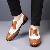tanie Formalny-męskie czarno-białe buty typu oxford brogsy z zapięciem na rzepy – dwukolorowe, sznurowane buty wizytowe w stylu vintage na formalne okazje i w stylu retro