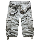 cheap Classic-Men&#039;s Cargo Shorts Shorts Capri Pants Hiking Shorts Leg Drawstring 6 Pocket Plain Comfort Outdoor Daily Going out Fashion Streetwear Wine Army Green