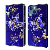お買い得  iPhone用ケース-電話 ケース 用途 iPhone 16 iPhone15 iPhone 14 13 12 11 Pro Max Plus Mini ウォレットカードケース フリップカバー スタンド付き 磁石バックル カード挿入口 バタフライ フラワー 花 TPU PUレザー