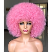 levne Karnevalové paruky-krátká afro paruka s ofinou pro černé ženy afro výstřední kudrnatá paruka 70. léta prémiová syntetická velká afro paruka karnevalová cosplay party paruka