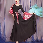 abordables Tenues de danse de salon-Danse de Salon Robe Imprimé Plissé Fantaisie Femme Utilisation Soirée manche longue Polyester Maille