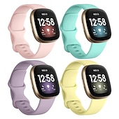 economico Cinturini per orologi Fitbit-4 pezzi Cinturino intelligente Compatibile con Fitbit Versa 4 Sense 2 Versa 3 Sense Silicone Orologio intelligente Cinghia Regolabili Donne Uomini Cinturino sportivo Sostituzione Polsino