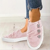 Χαμηλού Κόστους Γυναικεία Sneakers-casual slip-on πάνινα αθλητικά παπούτσια για γυναίκες με διακοσμητικές λεπτομέρειες με κουμπιά – άνετα καθημερινά παπούτσια για την άνοιξη, το καλοκαίρι και τις χαλαρές εξόδους