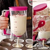 cheap Kitchen Utensils &amp; Gadgets-Batter Dispenser, Cupcakes Pancakes Cookie Cake Waffles Batter Dispenser Cookie Separator with Measuring Label, Easy Pour Baking Supplies for Griddle