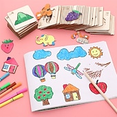 economico pittura, disegno e materiale artistico-20pcs montessori bambini disegno giocattoli in legno modello di pittura fai da te stencil apprendimento giocattoli educativi per il regalo dei bambini, ritorno a materiale scolastico
