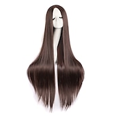levne Párty paruky-40/100cm měkká rovná dlouhá cosplay paruka Halloween cosplay párty paruky