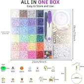 cheap Beading Making Kit-6000 Pcs Clay Beads for Bracelet Making, 24 Colors Flat Round Polymer Clay Beads 6mm Spacer Heishi Beads with Pendant Charms Kit and Elastic Strings for Jewelry Making Kit Bracelets Necklace