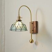 economico Lampade LED da parete-lightinthebox applique da parete a led in vetro a 1 luce, applique moderna e27, applique da parete minimalista quadrata in vetro marrone, lampada da parete moderna ad angolo regolabile, per studio