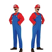 cheap Couple &amp; Group Costumes-Princess Peach Super Brothers Cosplay Costume Halloween Group Couples Costumes Adults&#039; Men&#039;s Women&#039;s Cosplay Costumes Halloween Carnival Masquerade Easy Carnival Costume