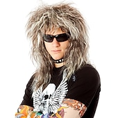 economico Parrucche storiche-Parrucca da diva rock anni &#039;80 Tina Parrucca da rocker anni &#039;80 da donna - Parrucca da rocker anni &#039;80 Tina Parrucca da rocker bionda castana - Parrucca da diva rock Parrucche da carnevale