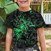 billiga Pojkens 3D Vision &amp; Geometri-Pojkar 3D Grafisk 3D Print T-shirt Kortärmad 3D-tryck Sommar Vår Aktiv Sport Mode Polyester Barn 3-12 år Utomhus Ledigt Dagligen Normal