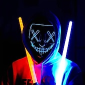 cheap Halloween 2024-Halloween Light Mask LED Full Face Mask  Clown Glow Mask For Children For Adult  For Party for Halloween