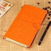 cheap Notebooks &amp; Planners-Classic Retro PU Leather Travel Notebook Personalized Journal Spiral Ring Binder Diary Notepad, Back to School Gift