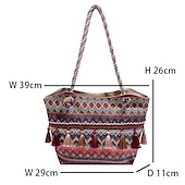 economico Borsette e borse tote-borsa tote in tela ricamata bohémien – borsa a tracolla con nappe colorate per donna, borsa da viaggio casual da spiaggia