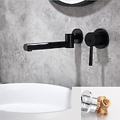 cheap Wall Mount-Concealed Wall Mount Bathroom Faucet Sink Mixer Basin Taps, Rotatable Washroom Vessel Single Handle Tap with Cold and Hot Hose