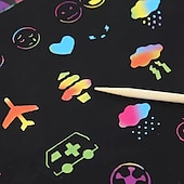 abordables Juguetes educativos-12 hojas de cuadernos para rascar arcoíris, suministros para manualidades, juego de papel de dibujo a color para niños, juego de cumpleaños, recuerdo de fiesta, festival, actividad de Pascua, juguete