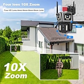 tanie Kamery IP zewnętrzne-16mp 8k wifi kamera ip 10x zoom 4k zewnętrzna kamera bezpieczeństwa nadzór ai track cztery obiektywy trzy ekrany mini kamera uliczna 360°