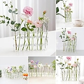 お買い得  花瓶＆バスケット-ヒンジ付き花瓶、折りたたみ式花瓶セット、ヒンジ付きデザインの折りたたみ式花瓶、形状変更可能な DIY クリスタルガラス試験管、6/8 試験管と S 字フック付き