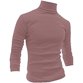 billiga grundläggande t-shirts-Herr Långärmad tröja Långärmad Polokrage Vår &amp; Höst Semester Helgen Vin Mörkgrå Svart Topp t-shirt för män