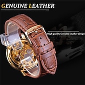 cheap Mechanical Watches-Winner Transparent Fashion Case Luxury Casual Design Leather Strap Mens Watches Top Brand Luxury Mechanical Skeleton Watch