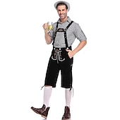 economico pantaloni di pelle-Birra Oktoberfest Costume Lederhosen Camicia Cappello alpino Bavarese Bavarese Tedesco Monaco di Baviera Prati Per uomo Panno in stile tradizionale Blusa Shorts Cappello