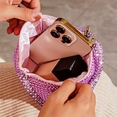 abordables Cabas et fourre-tout-Sac de soirée à strass pour femme – pochette en cristal scintillant pour fêtes, mariages et événements formels
