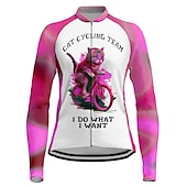 billiga Tröjor för kvinnor-Dam Cykeltröja Grafisk Långärmad Cykel Tröja Överdelar med 3 bakfickor Bergscykling Vägcykling Snabb tork Reflexremsa Bakficka Fuktabsorberande sporter Violett Rosa Blå Kläder