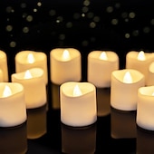billige Stearinlys-12 stk led flammeløse timer lys langvarige batteridrevne telys til jul bryllup bordpynt varm hvit