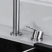 cheap Foldable-Stainless Steel Kitchen Faucet Sink Mixer Folding Vessel Tap, Single Handle 360 Degree Swivel with G1/2 Cold and Hot Hose